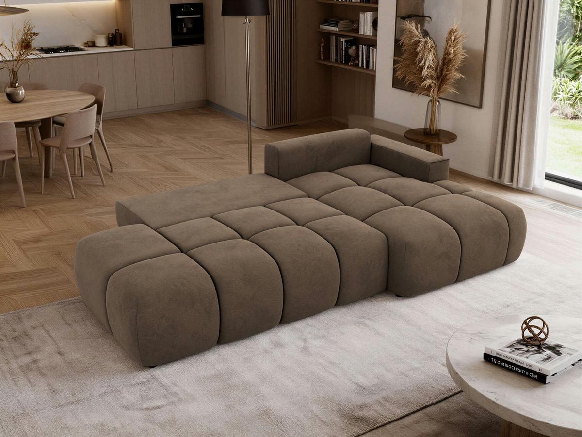 ECKSOFA LORAN L Braun Velvet - Rechts - Schwarz/Braun, Kunststoff/Textil (292/170cm) - MKS
