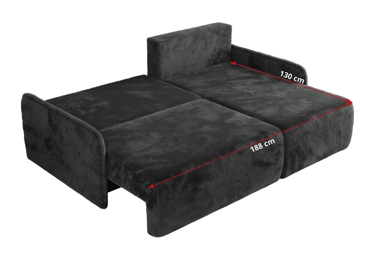 ECKSCHLAFSOFA ARPA L Dunkelgrau Plüsch - rechts - Dunkelgrau/Schwarz, Kunststoff/Textil (150/198cm) - MKS
