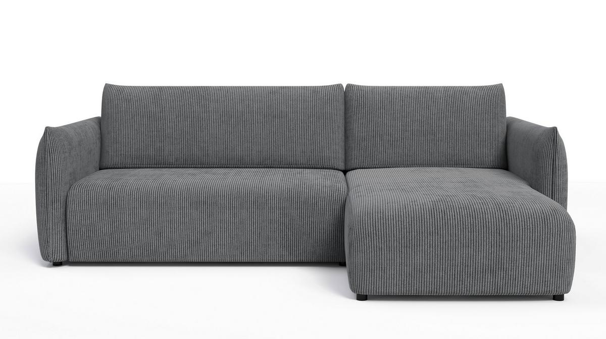 ECKSOFA TAUER 3-Sitzer links, dunkelgrau - Dunkelgrau/Schwarz, Holz/Textil (248/173cm) - Wozimo