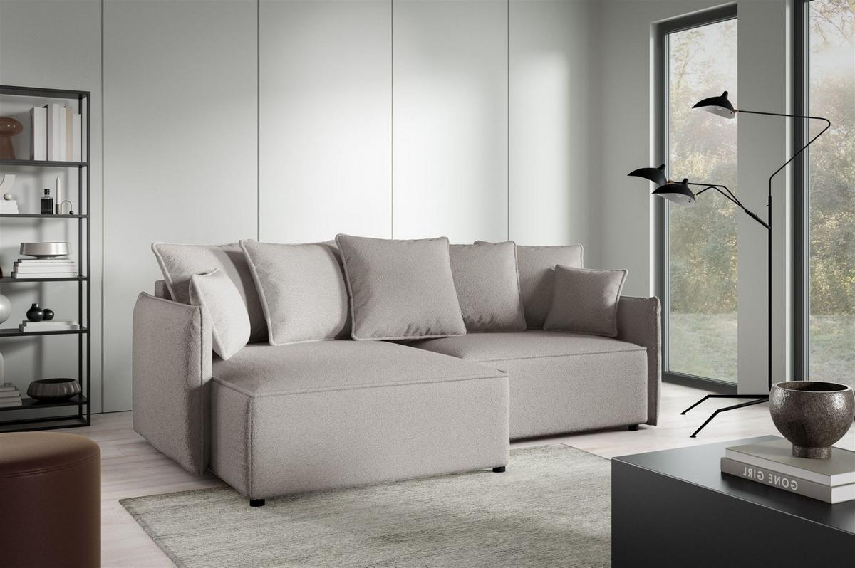 ECKSOFA Minea Mit Schlaffunktion - Beige, Holzwerkstoff/Textil (221/153cm) - Fun Möbel
