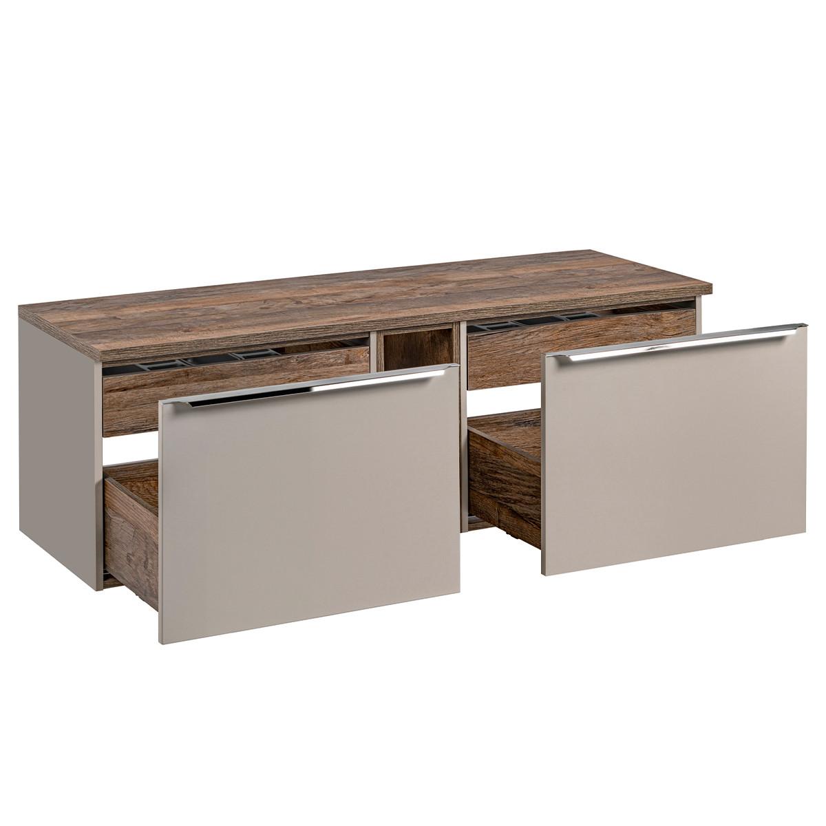 WASCHTISCHUNTERSCHRANK 140cm Éros Taupe - Taupe, Holzwerkstoff (140/48/46cm) - Petits-meubles