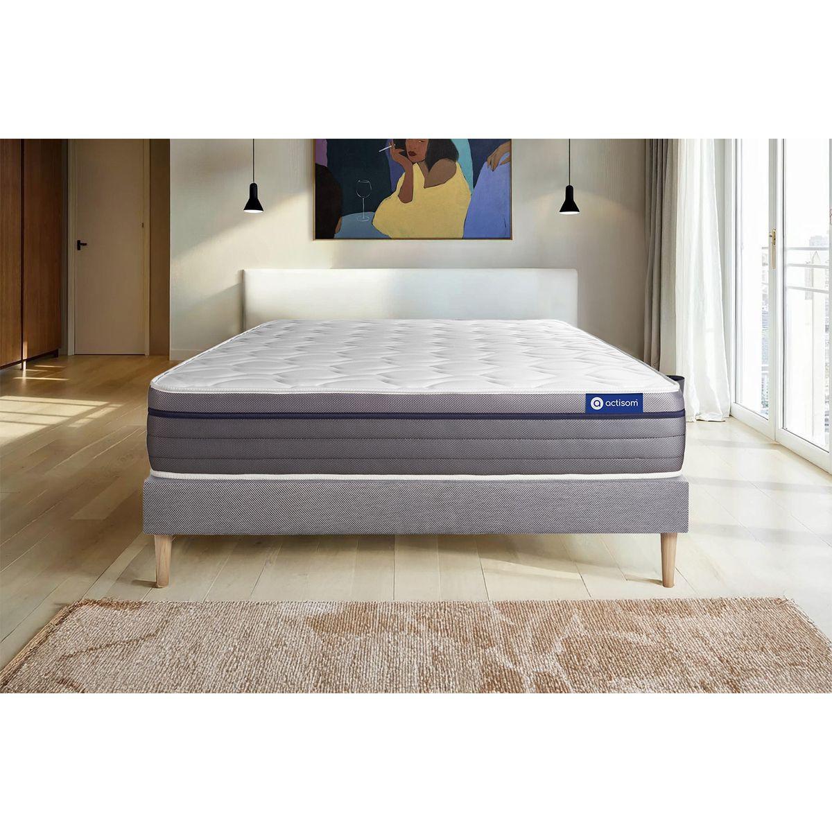 BETT Actimemo zen Memory-Schaum 160 x 200 cm h1 - Kit Bettgestell Grau - Beige/Grau, Karton/Holz (160/200cm) - ACTISOM