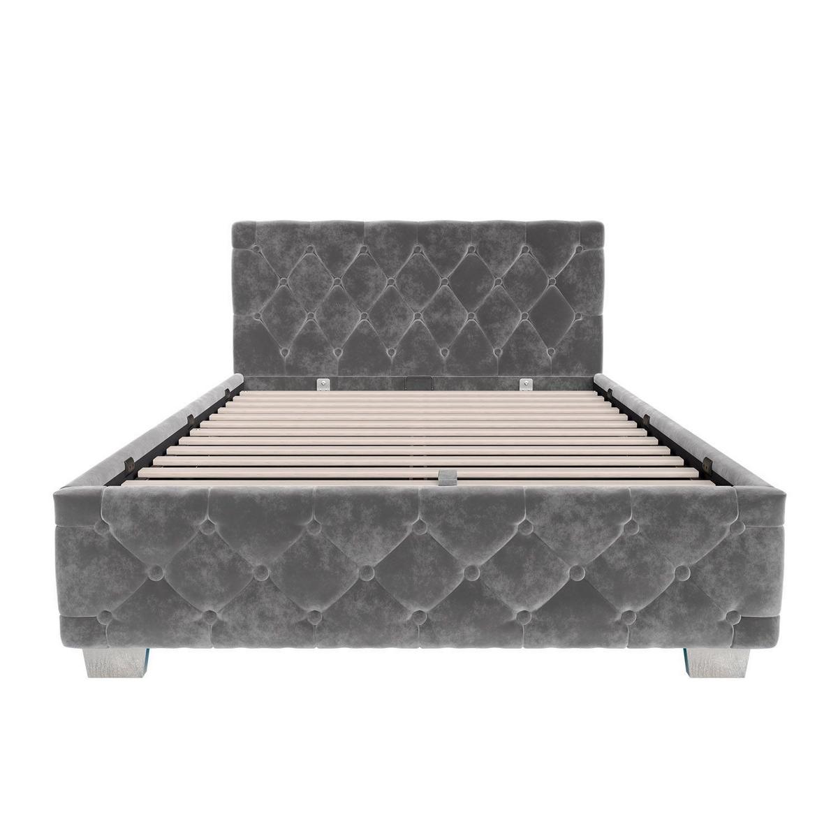 POLSTERBETT Nizza Dunkelgrau 120x200 cm mit Matratze - Dunkelgrau, Holz (120/200cm) - Juskys