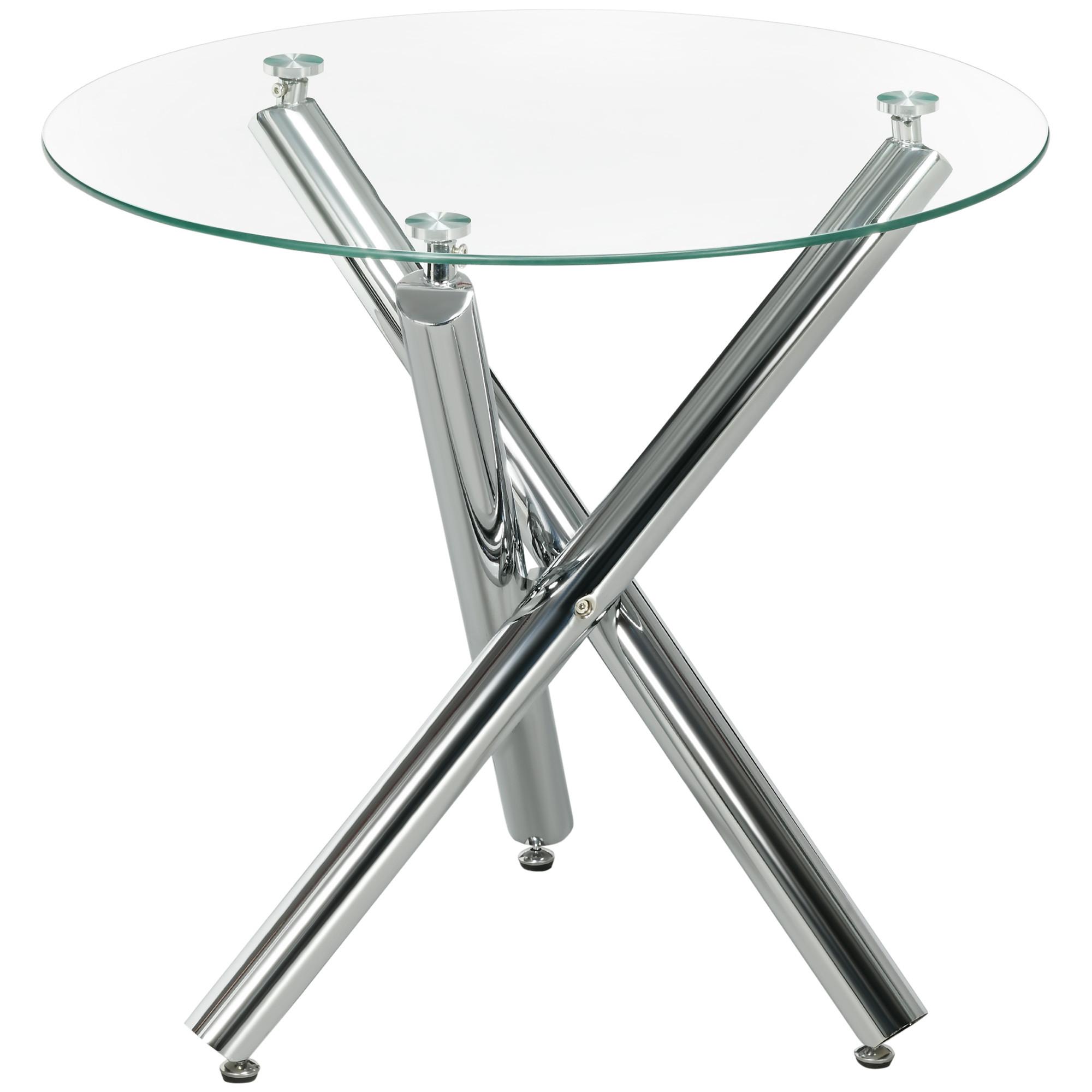 ESSTISCH, Glas, Stahl, Transparent - Transparent, Glas (80/80/74cm) - HOMCOM