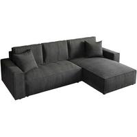 ECKSOFA Parys mit Schlaffunktion und universeller Ottomane, Dunkelgrau - Dunkelgrau/Schwarz, Kunststoff/Textil (290/185cm) - Beautysofa