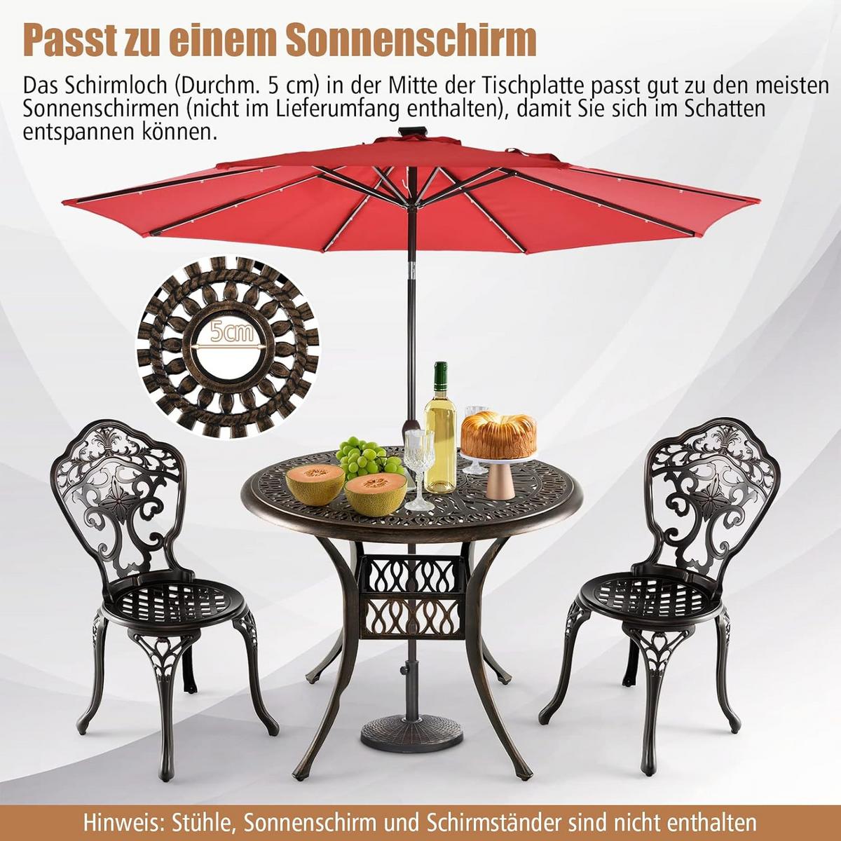 GARTENTISCH Antikbraun - Bronzefarben, Metall (90/90/74cm) - COSTWAY