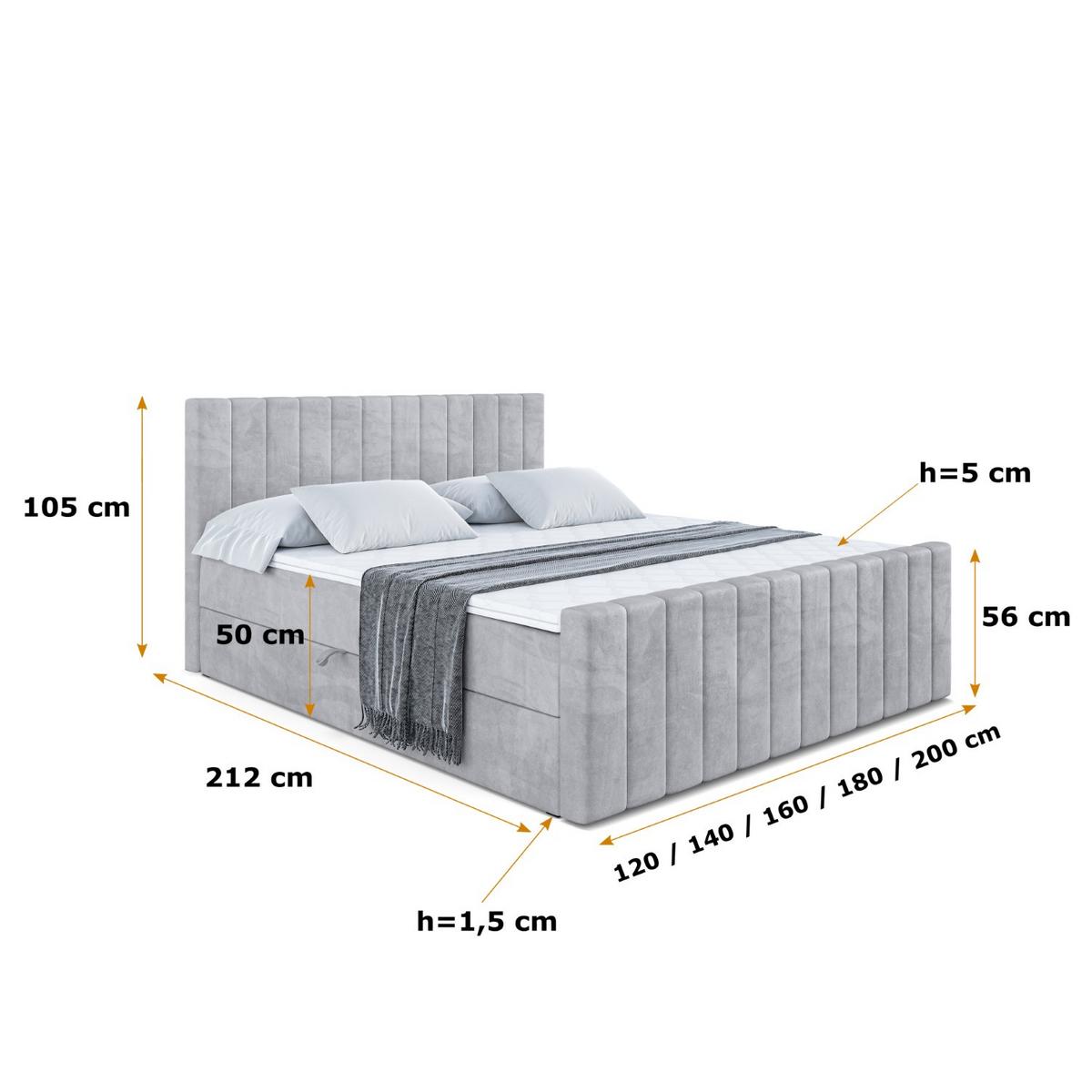 BOXBETT EDITA-Z - 180x200 cm - H4 - Hellgrau - Hellgrau, Holzwerkstoff (180/200cm) - ALTDECOR