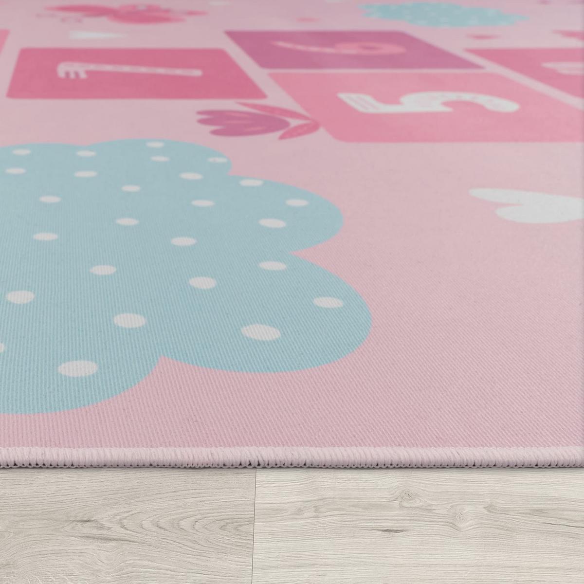 KINDERTEPPICH Herz Pink 100 x 200 cm - Pink, Kunststoff (100/200cm) - TT Home