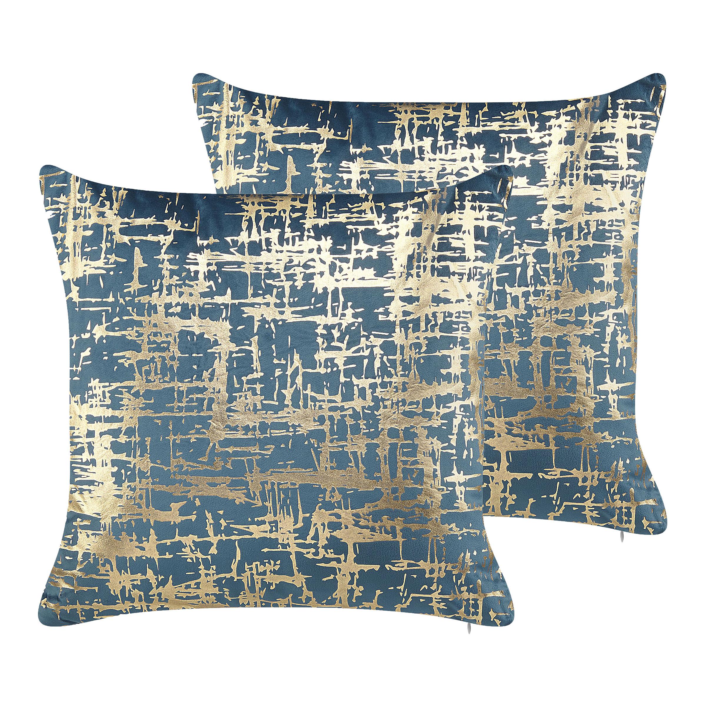 DEKOKISSEN 2er-Set Blau 45/45 cm Gardenia - Blau, Textil (45/45cm) - Beliani