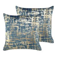 DEKOKISSEN 2er-Set Blau 45/45 cm Gardenia - Blau, Textil (45/45cm) - Beliani