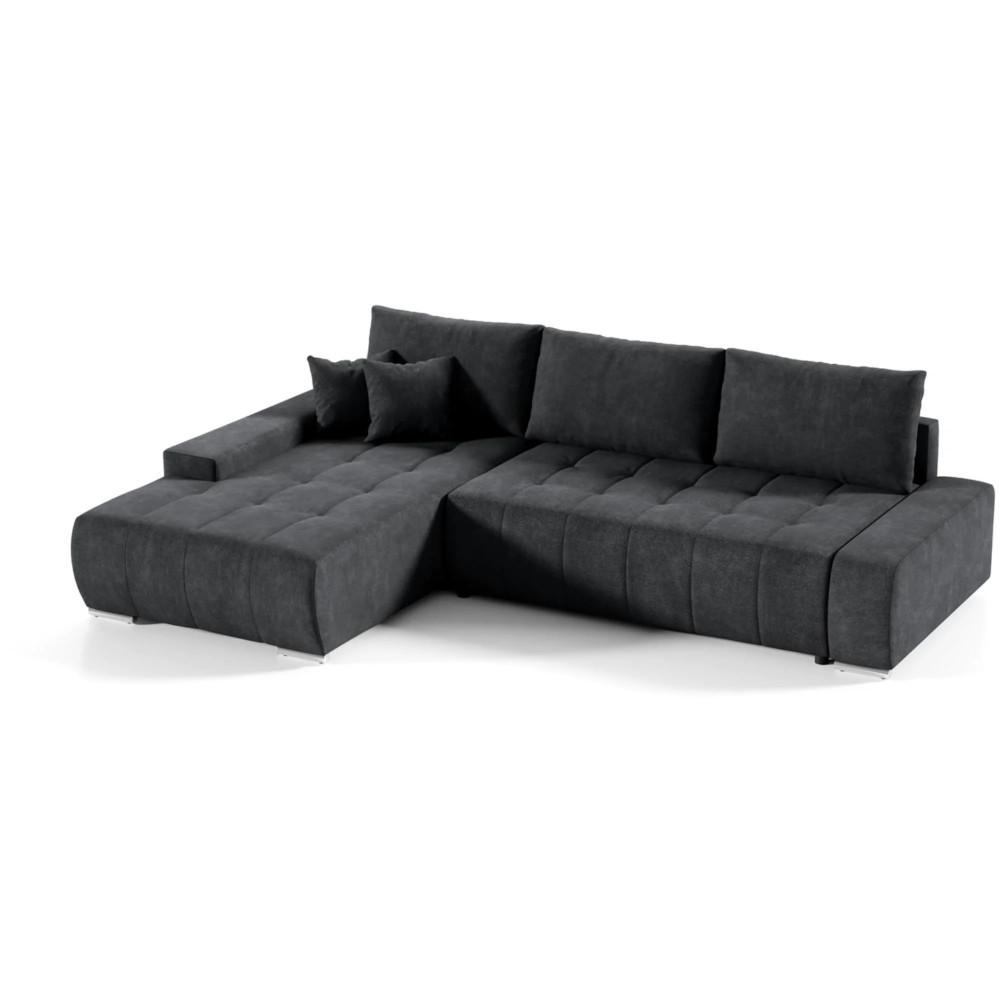 ECKSCHLAFSOFA Draco mit Schlaffunktion, links, Anthrazit - Anthrazit/Silberfarben, Textil/Metall (267/186cm) - Beautysofa
