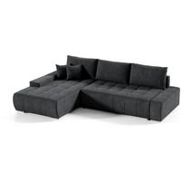 ECKSCHLAFSOFA Draco mit Schlaffunktion, links, Anthrazit - Anthrazit/Silberfarben, Textil/Metall (267/186cm) - Beautysofa