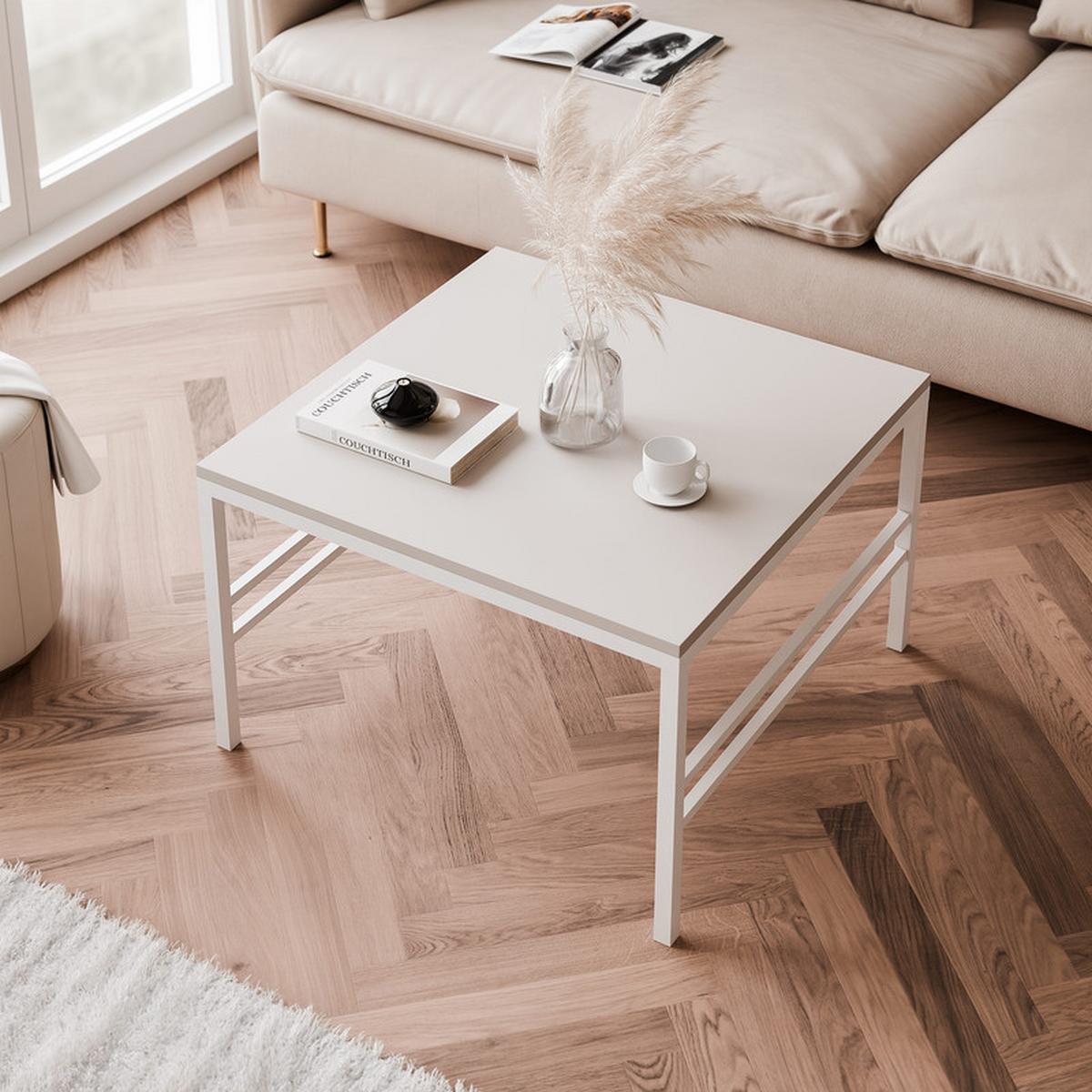 COUCHTISCH FORMA 60/60 cm Quadrat, Weiß / Kaschmir - Kaschmir/Weiß, Metall (60/60/40cm) - Idohome