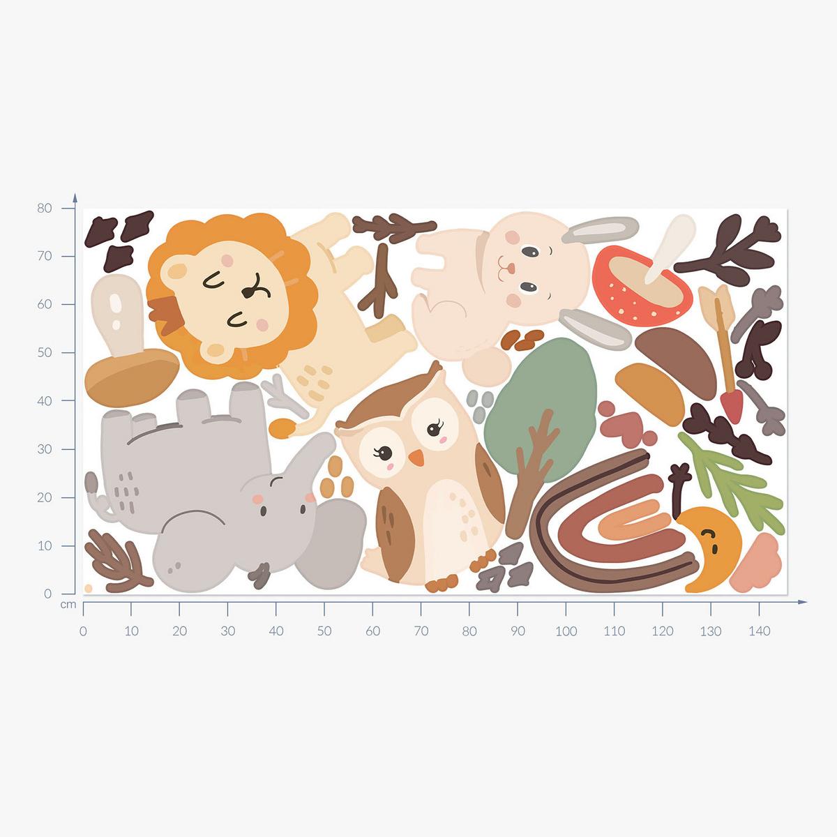 WANDAUFKLEBER 80x146cm - Tierische Naturillustration - Multicolor, Kunststoff (80/146/0.1cm) - Wallfluent