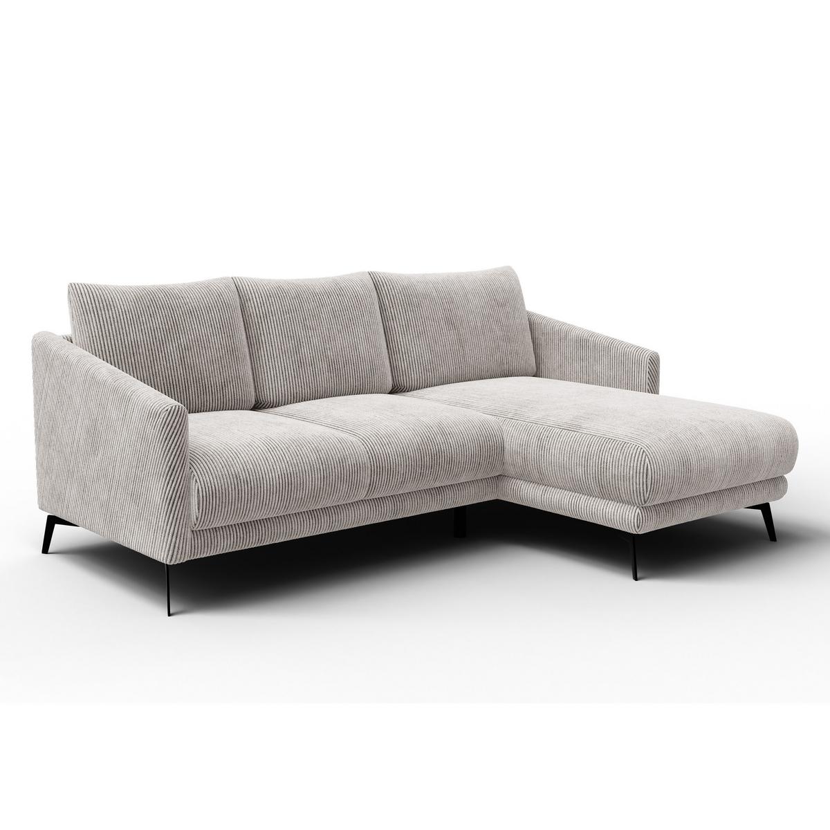 ECKSOFA VILT 3-Sitzer, perlweiß - Schwarz/Weiß, Holzwerkstoff/Textil (221/156cm) - Wozimo