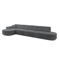 ECKSOFA Ottomane Links MARI-L3-v3 - 413x171x83 cm Dunkelgrau Cord - Dunkelgrau/Schwarz, Holzwerkstoff/Kunststoff (413/171cm) - ALTDECOR