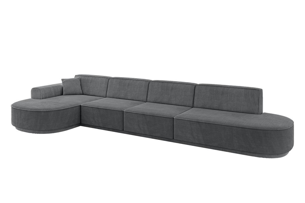 ECKSOFA Ottomane Links MARI-L3 - 413x171x79 cm Dunkelgrau Cord - Dunkelgrau/Schwarz, Holzwerkstoff/Kunststoff (165/406cm) - ALTDECOR