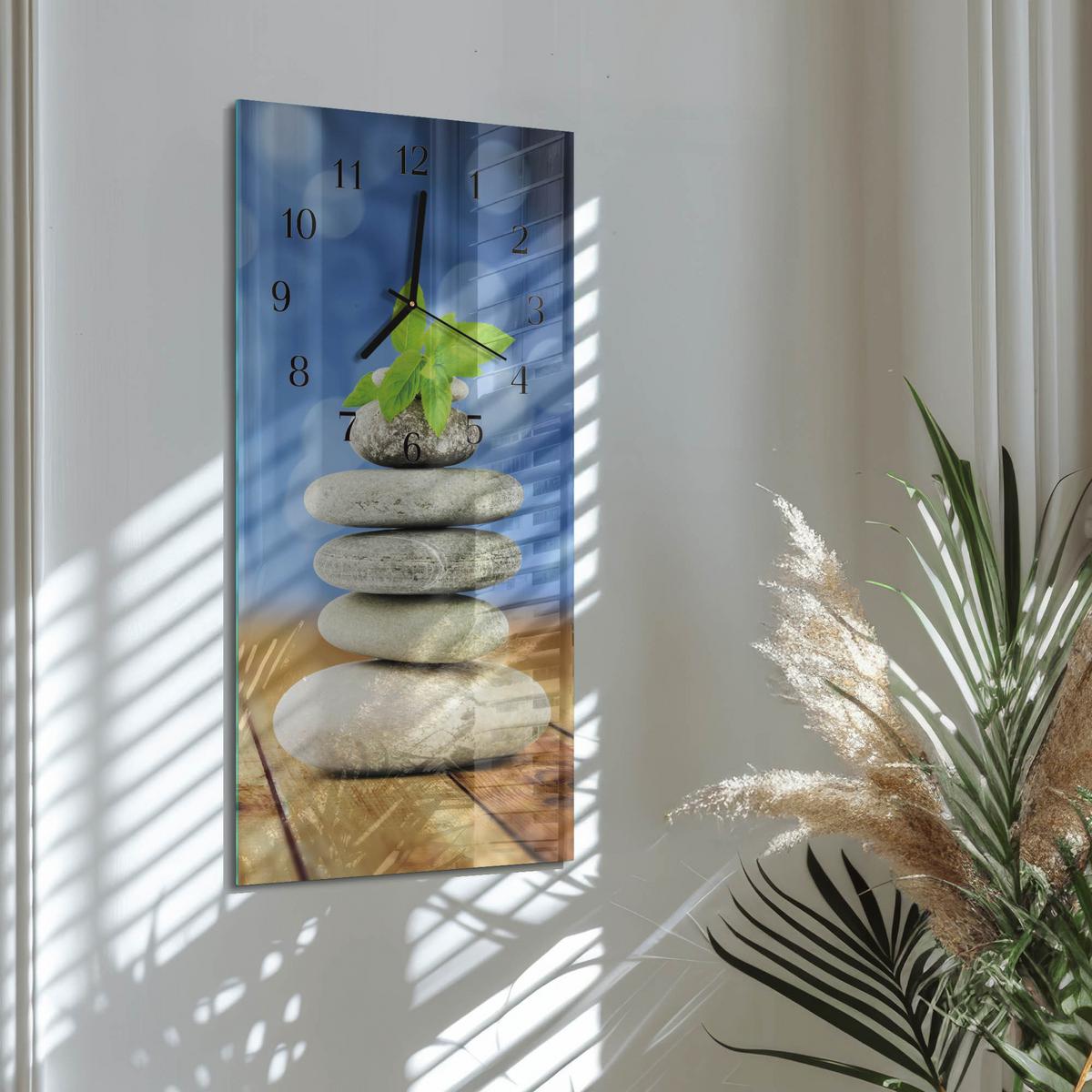 WANDUHR aus Glas 30x60 cm - Steine - Multicolor, Glas (30/60/0.4cm) - TULUP
