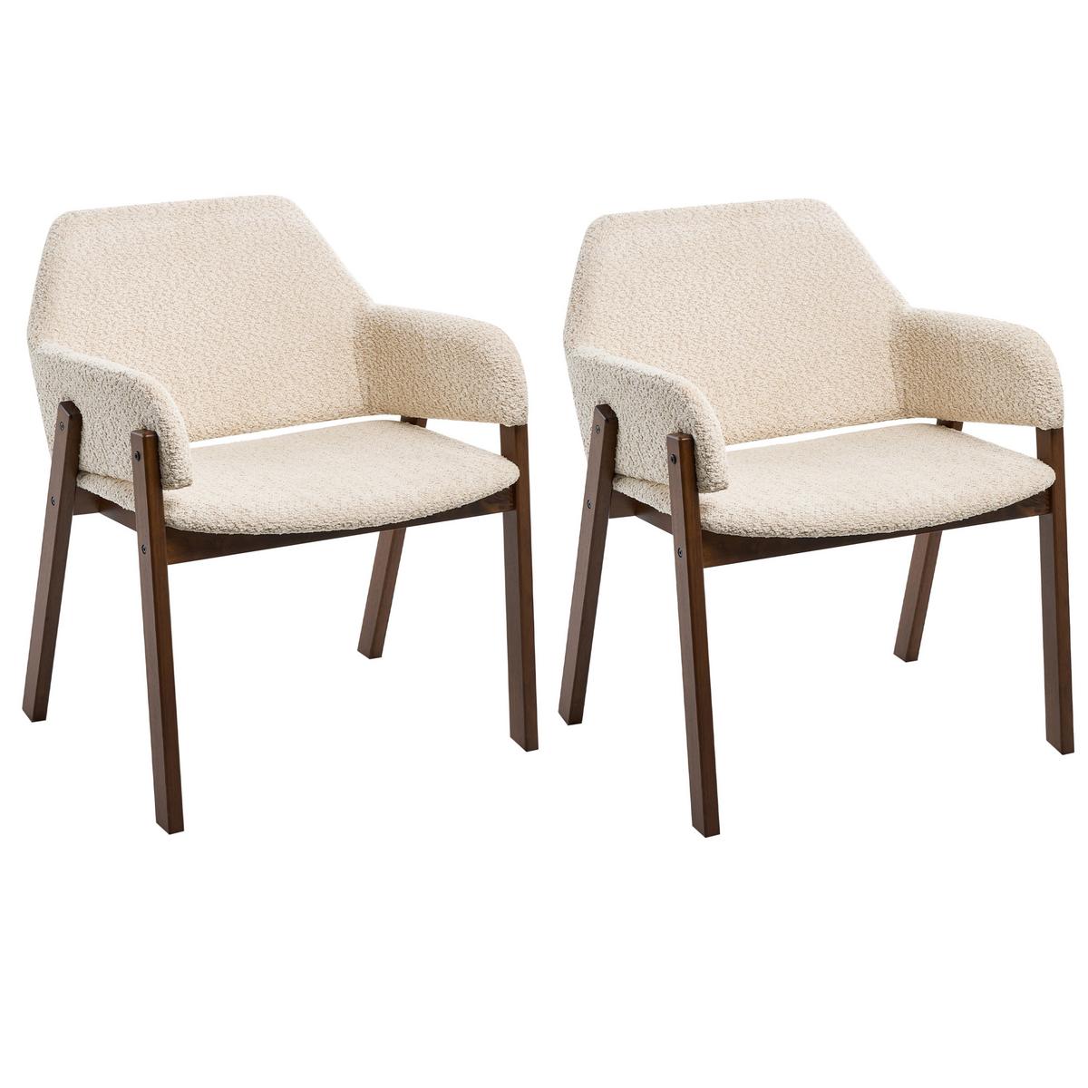 ESSZIMMERSTUHL 2er-Set Bouclé Hellbeige Albion - Beige, Textil (61/80/58cm) - Beliani
