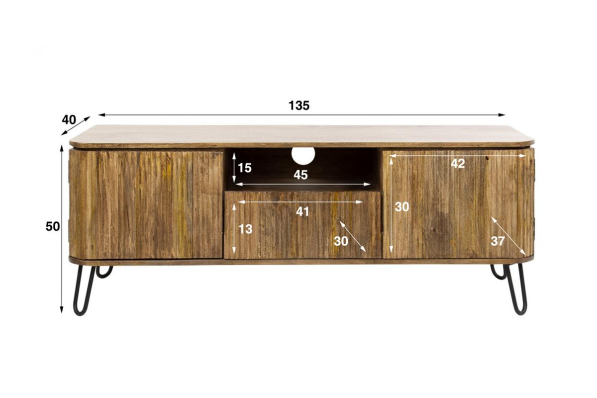 LOWBOARD SALEMA Braun Holz - Sandfarben/Schwarz, Holz/Metall (135/50/40cm) - KAWOLA
