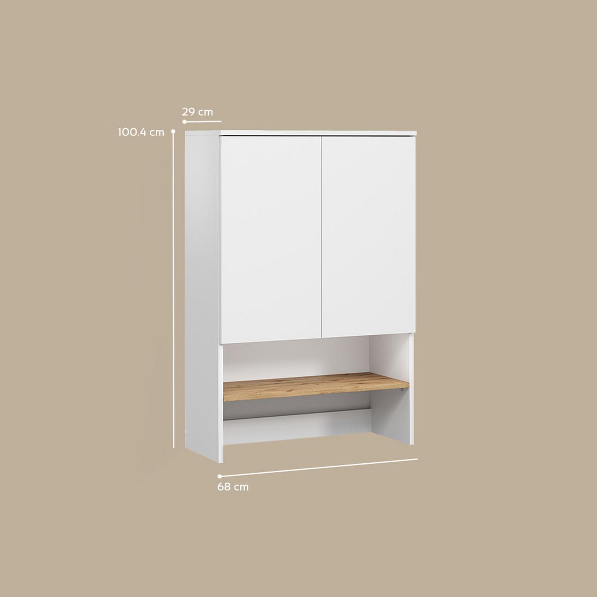 WASCHMASCHINENSCHRANK Paolina Weiß/Artisan 68 x 100.4 cm - Weiß/Eiche Artisan, Holzwerkstoff (68/100.4/29cm) - Livinity®