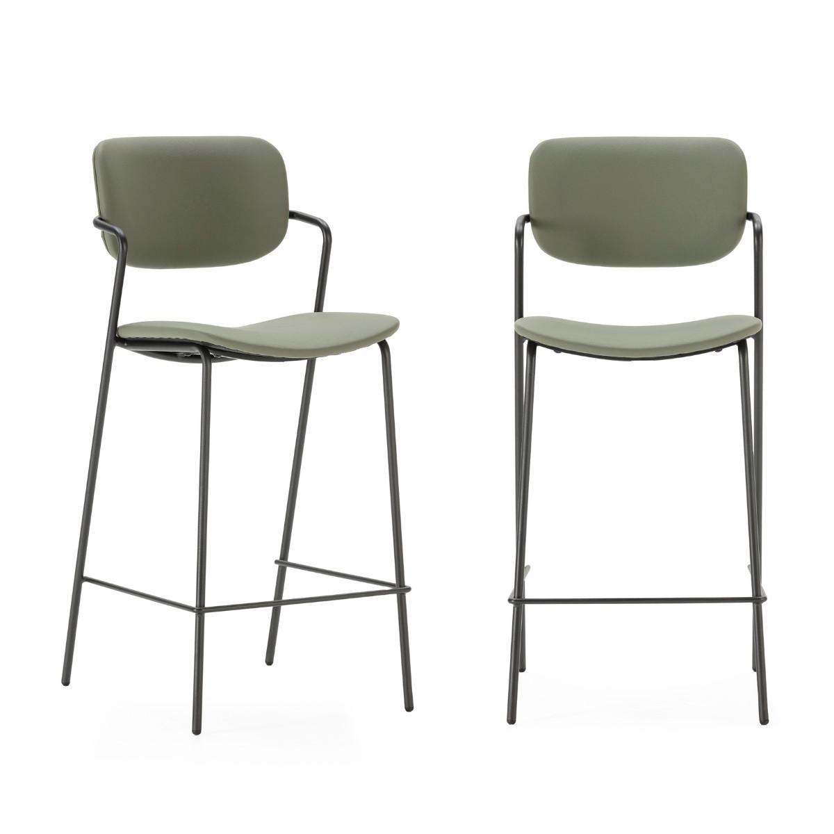 HOCKERN (Set aus 2) mit schwarzen metallbeinen - maika 44/51/66 cm - Grün, Kunststoff (51/66/44cm) - Calicosy