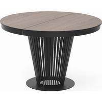 ESSTISCH Novera rund ausziehbar mit Schwarzem Lamellen-Metallgestell, Eiche Braun 100-200/100/76 cm - Eichefarben/Schwarz, Holzwerkstoff/Metall (100/100/76cm) - WFL GROUP