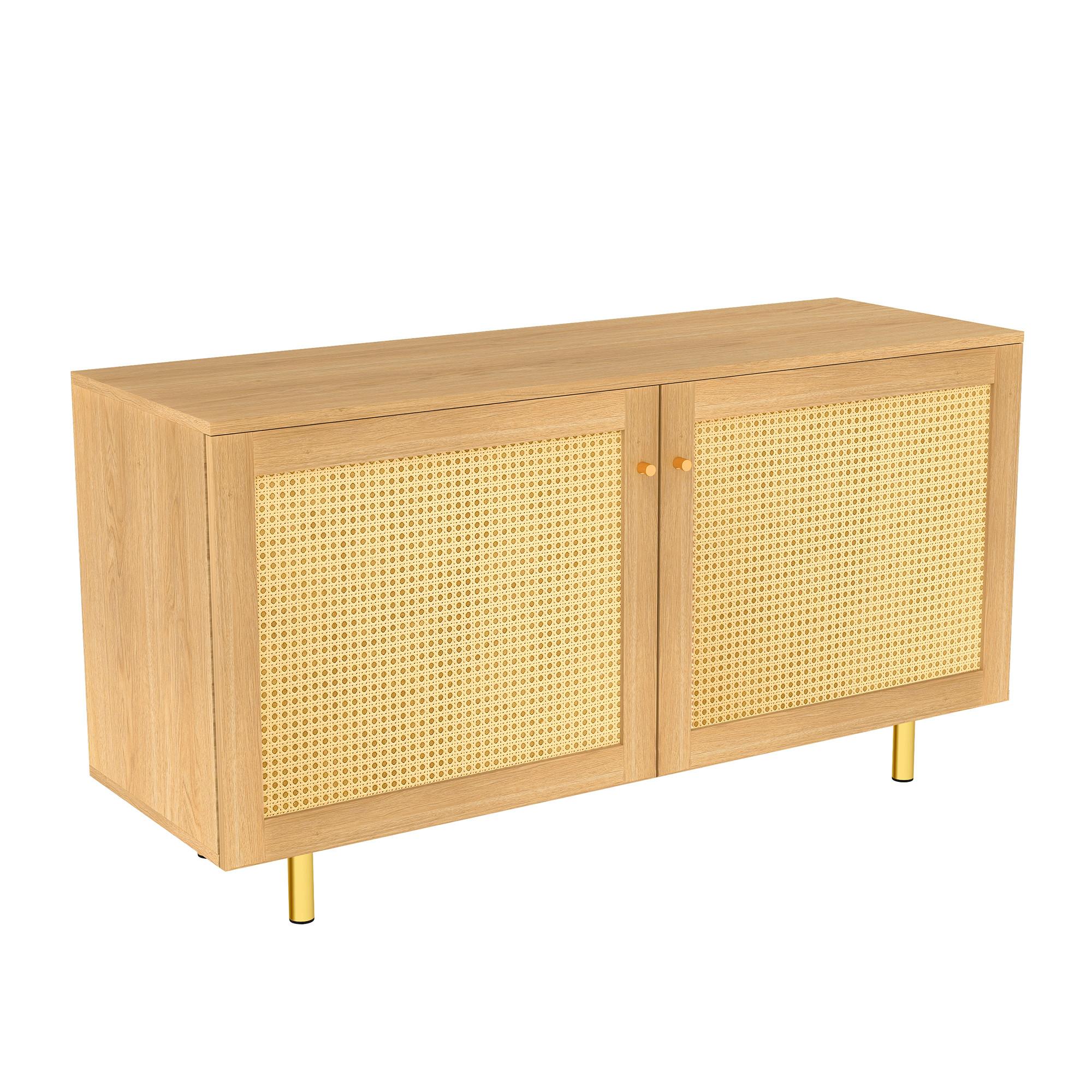 SIDEBOARD rattan naturholz 120cm 2 türen - Naturfarben, Holzwerkstoff (120/63/40cm) - Urban Meuble
