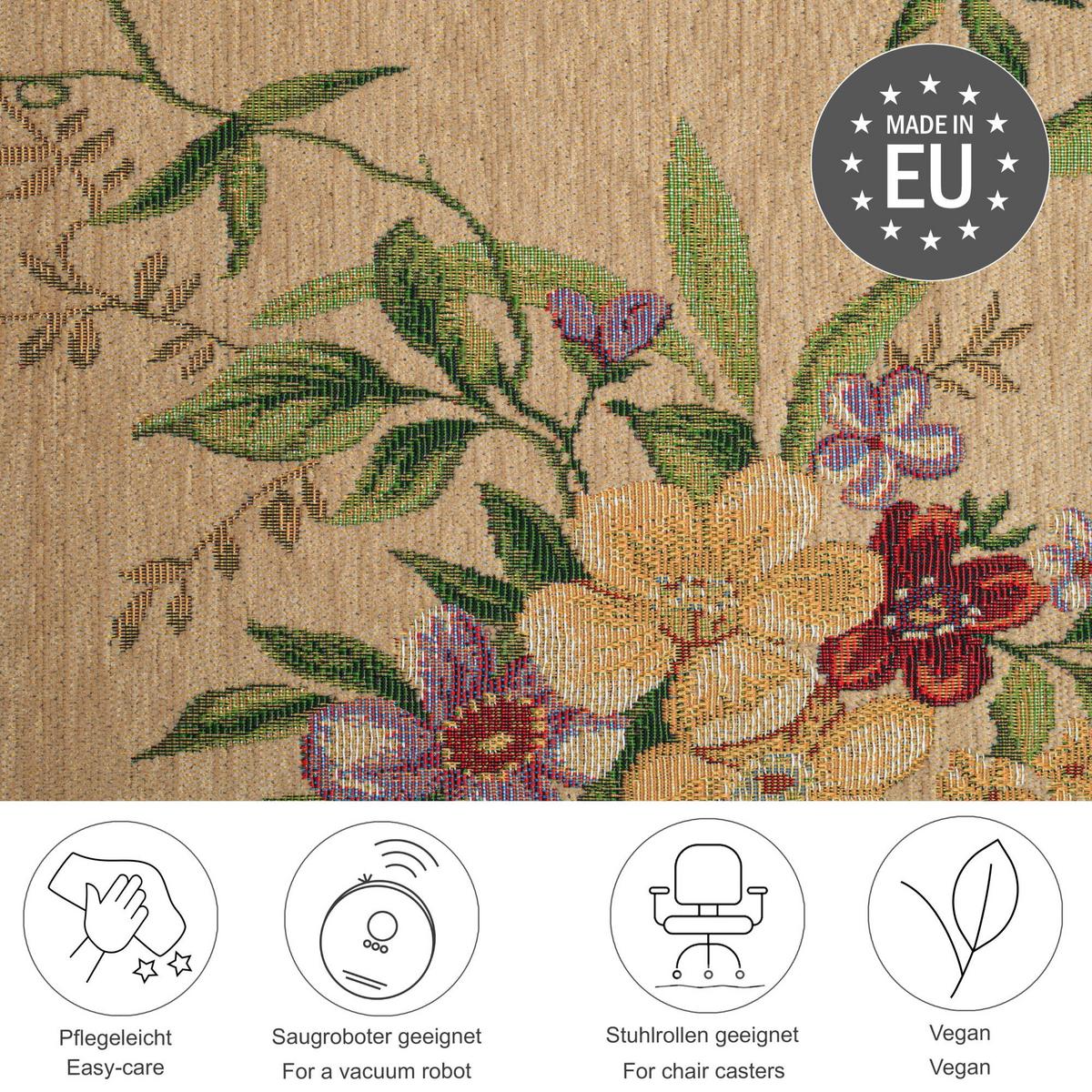 FLACHWEBTEPPICH Flomi 140x200 cm - Beige, Textil (140/200cm) - THEKO