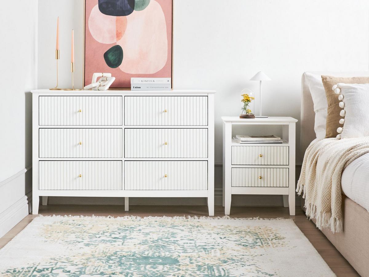 KOMMODE mit 6 Schubladen Weiß Assisi - Weiß, Holzwerkstoff (120/80/40cm) - Beliani
