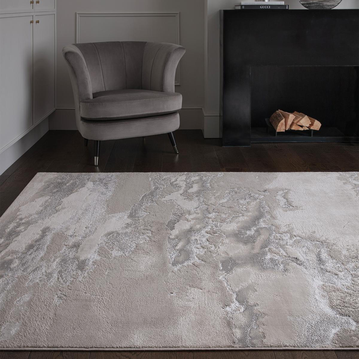 TEPPICH SARNTAL, abstrakt, Silbergrau, 120 x 170 cm - Silberfarben, Textil (170/120cm) - KADIMA DESIGN