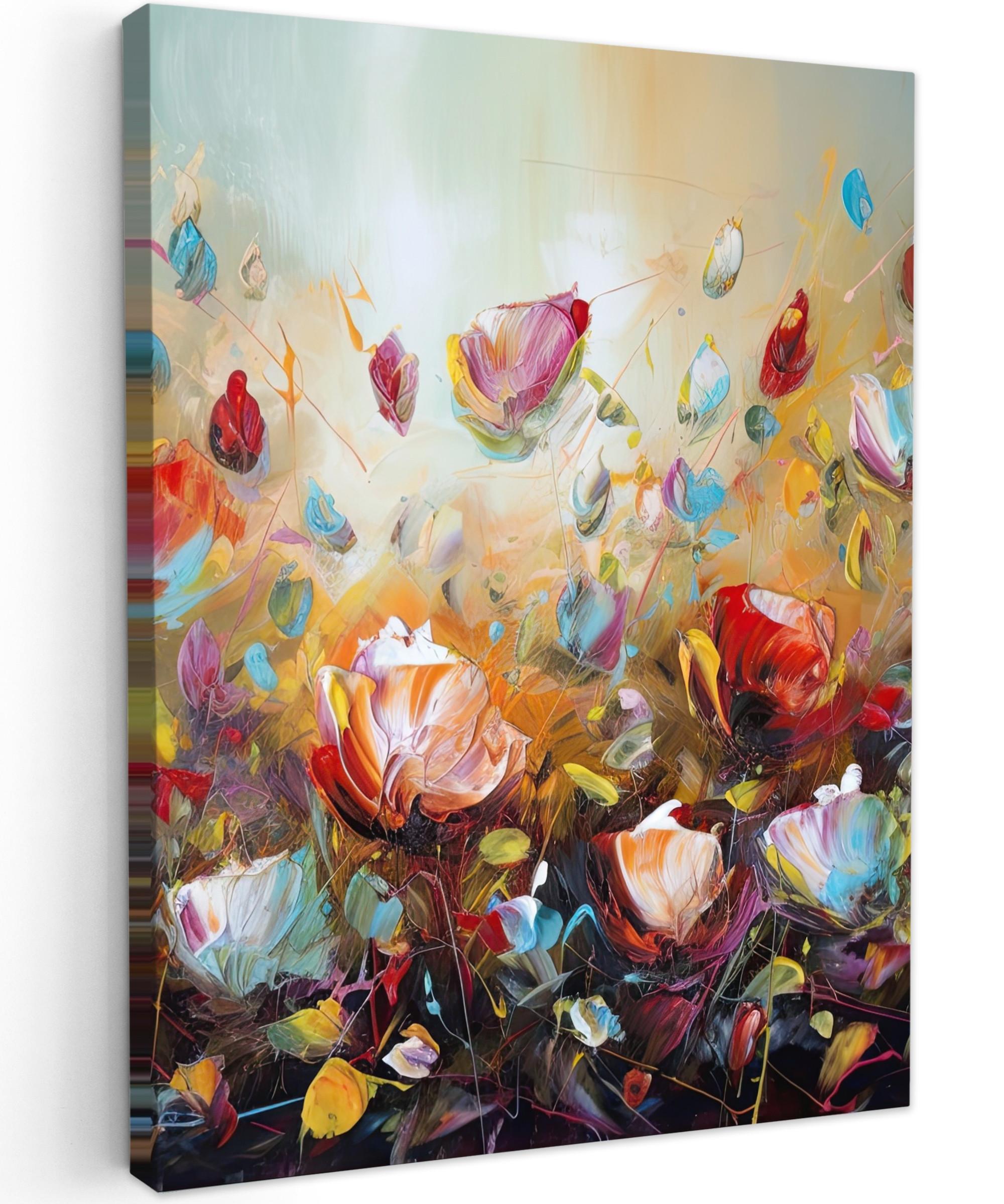 LEINWANDBILD Blumen - Kunst - Natur - Ölgemälde Room Decor 30x40 cm - Multicolor, Textil (30/40cm) - MuchoWow