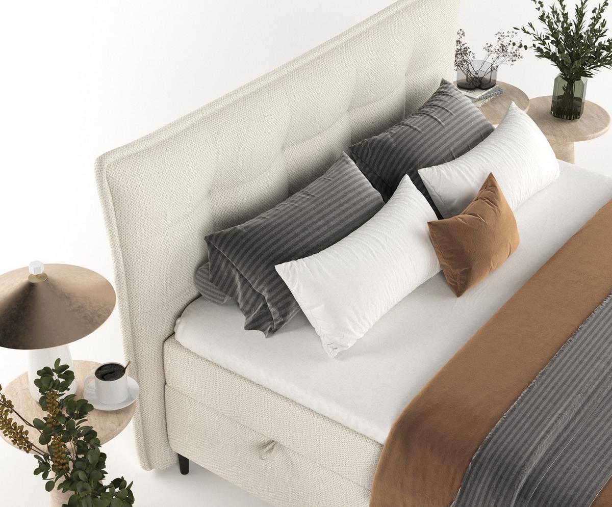 BOXBETT Las Palmas 180/200 cm Hellbeige im Alta Stoff - Sandfarben/Schwarz, Holz/Holzwerkstoff (180/200cm) - AltaBeds