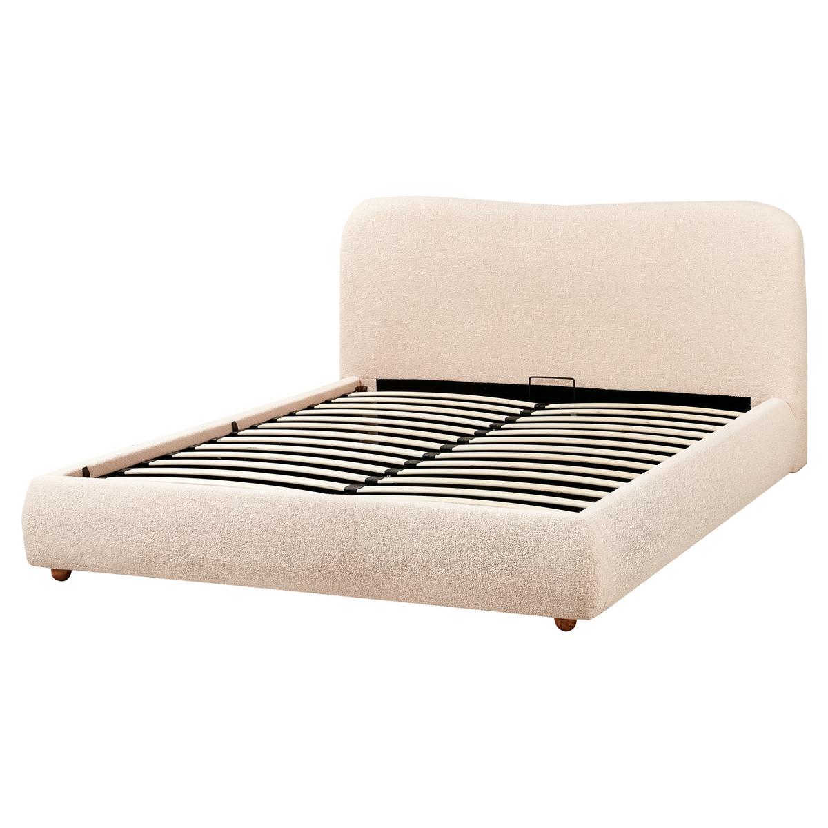 BETT mit Stauraum 160x200 cm Beige Blagnac - Beige, Textil (160/200cm) - Beliani