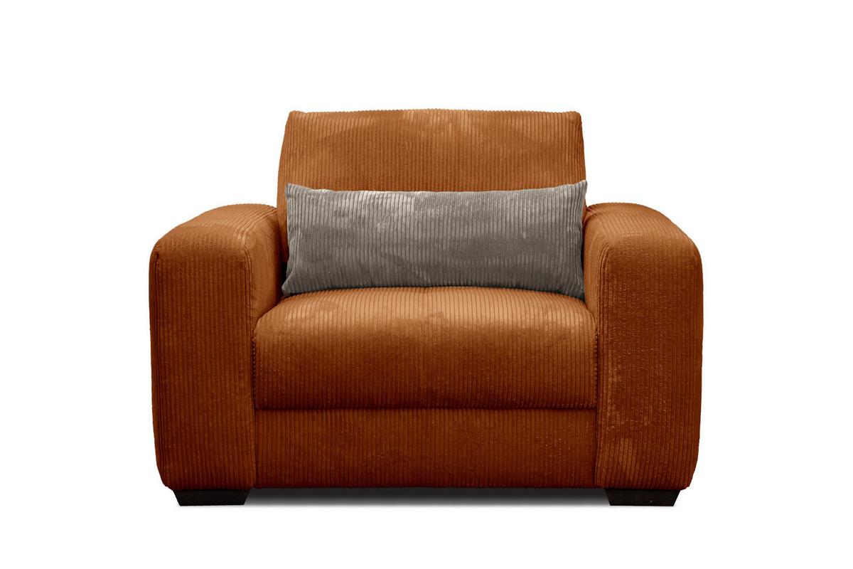 SESSEL OLI in Cordstoff orange - Orange, Holz/Textil (130/91/108cm) - Wozimo