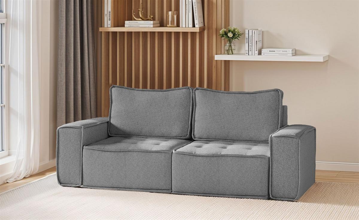 SOFASET Sande 3-2-1 In Raven - Grau, Holzwerkstoff/Textil (292/85/90cm) - Fun Möbel