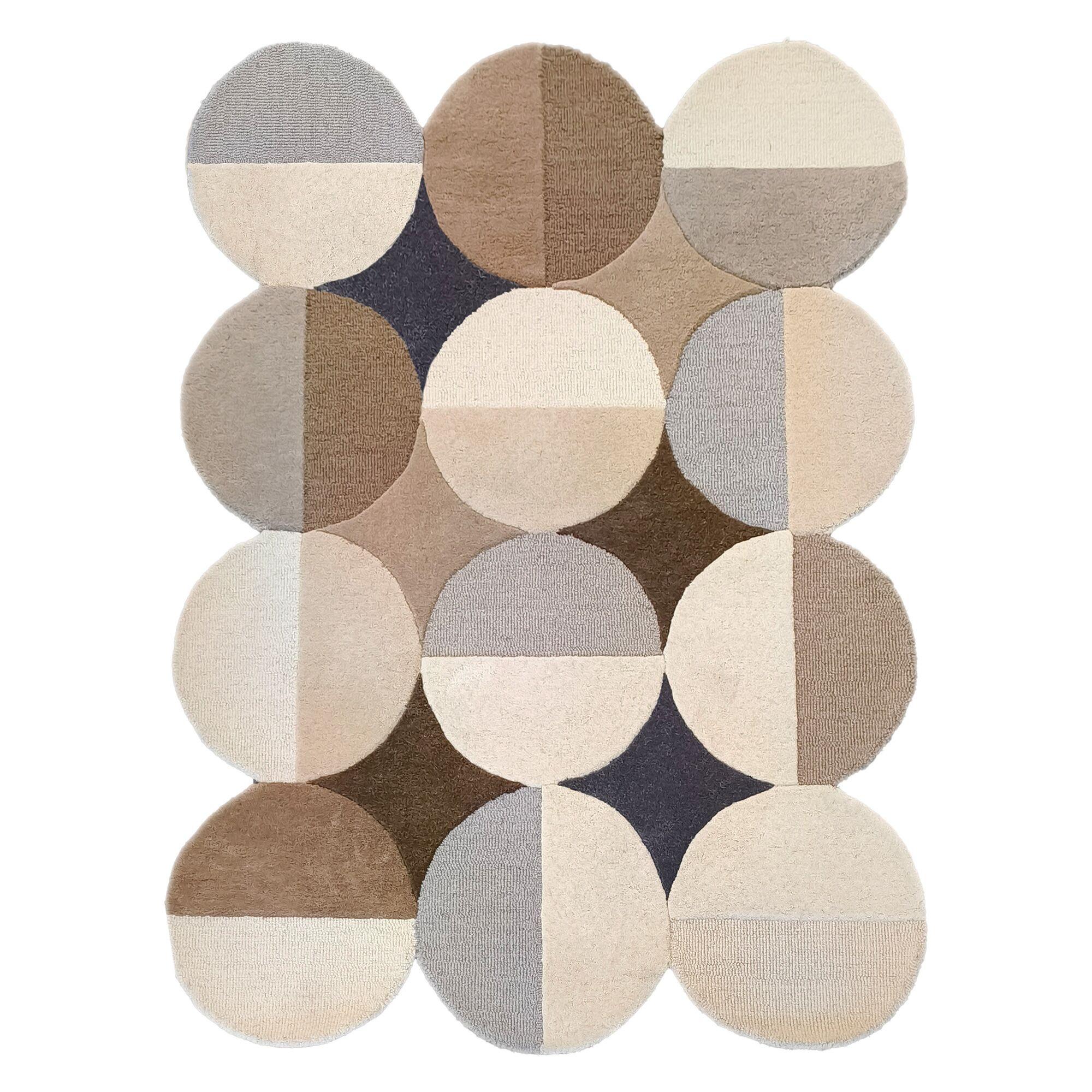 WOLLTEPPICH HALLEIN, mit Wellenmuster, Beige-Braun, 160 x 230 cm - Beige, Textil (230/160cm) - KADIMA DESIGN