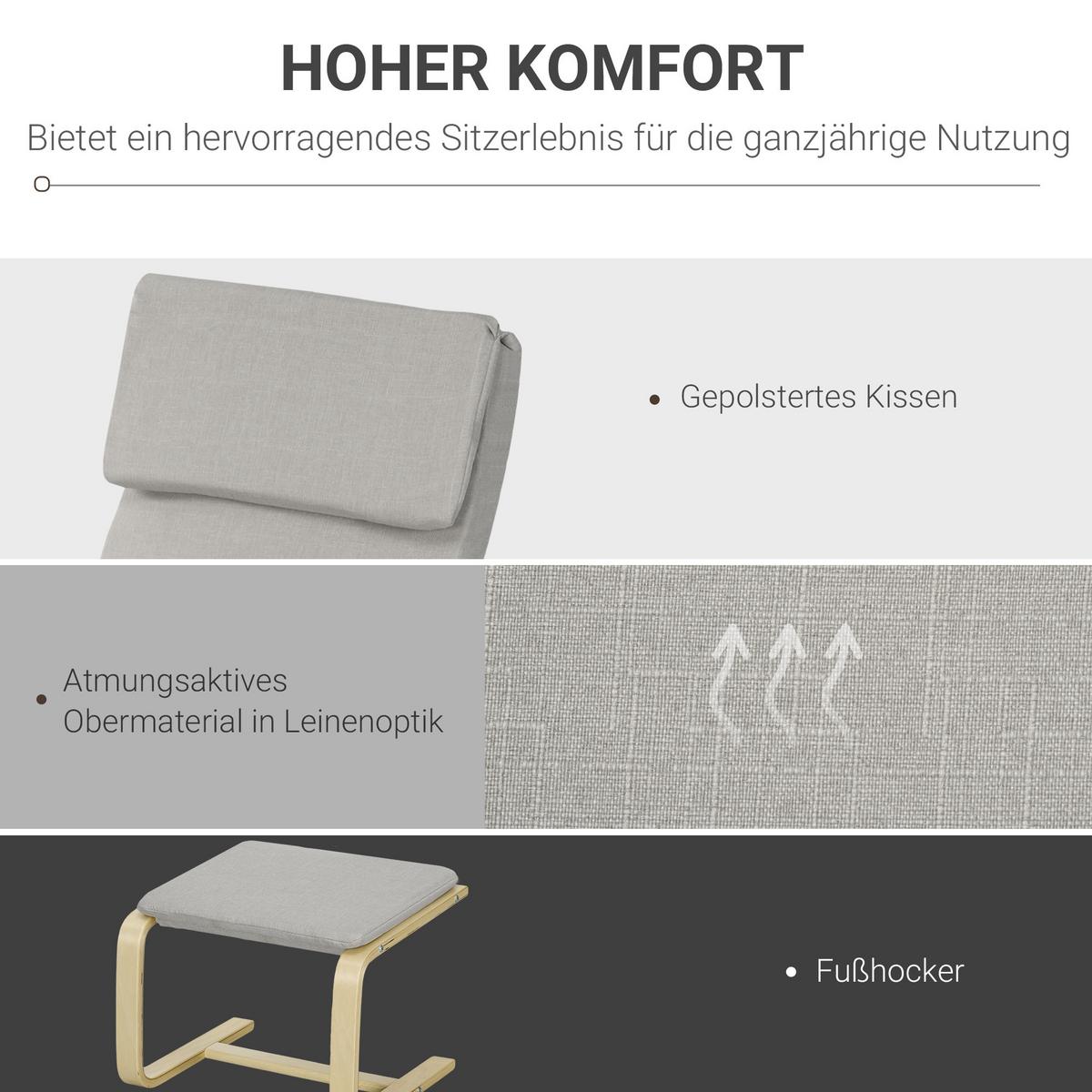 RELAXSESSELSET Hellgrau - Hellgrau, Kunststoff (80/99/66.5cm) - HOMCOM