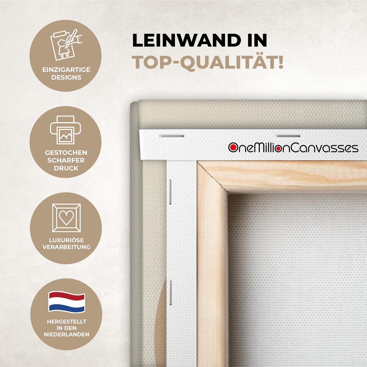 LEINWANDBILD Japandi - Landschaft - Beige Deko Groß 90x140 cm - Cognac, Textil (90/140cm) - MuchoWow