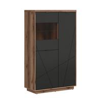 VITRINE Sven Schwarz und Holz - Schwarz, Holzwerkstoff (94/157/43cm) - Petits-meubles