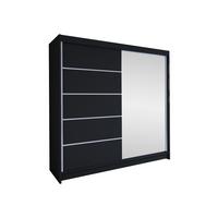 SCHWEBETÜRENSCHRANK Talin III - Silberfarben/Schwarz, Holzwerkstoff/Metall (180/215/58cm) - MIRJAN24