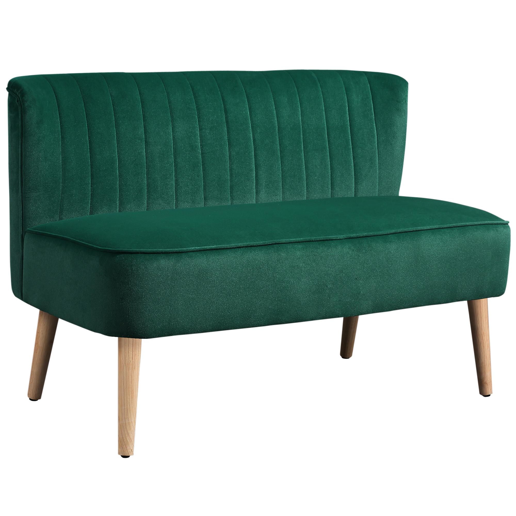 SOFA Polyester Dunkelgrün - Dunkelgrün/Dunkelblau, Holz/Textil (56.5/77/117cm) - HOMCOM