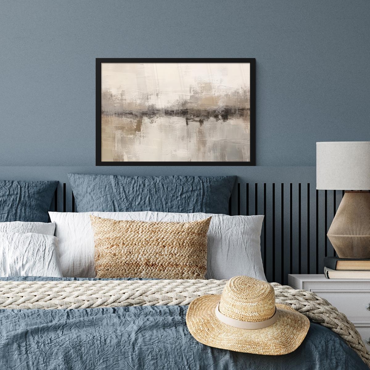 POSTER MIT RAHMENGERAHMTES BILD Moderne Kunst - Abstrakt - Beige 60x40 cm - Beige, Papier (60/40cm) - MuchoWow