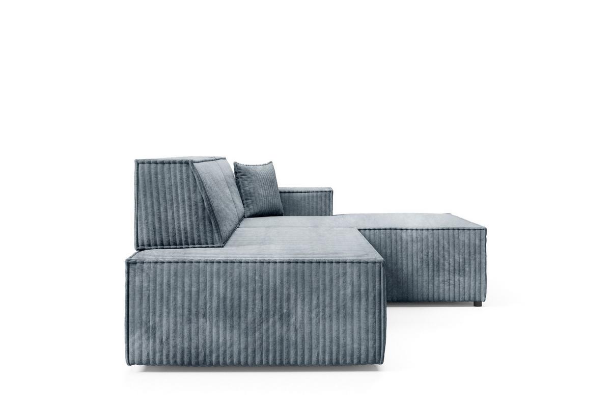 ECKSOFA TESSO L-S Grau Kordstoff mit Schlaffunktion - Grau, Holz (247/170cm) - MASSENO