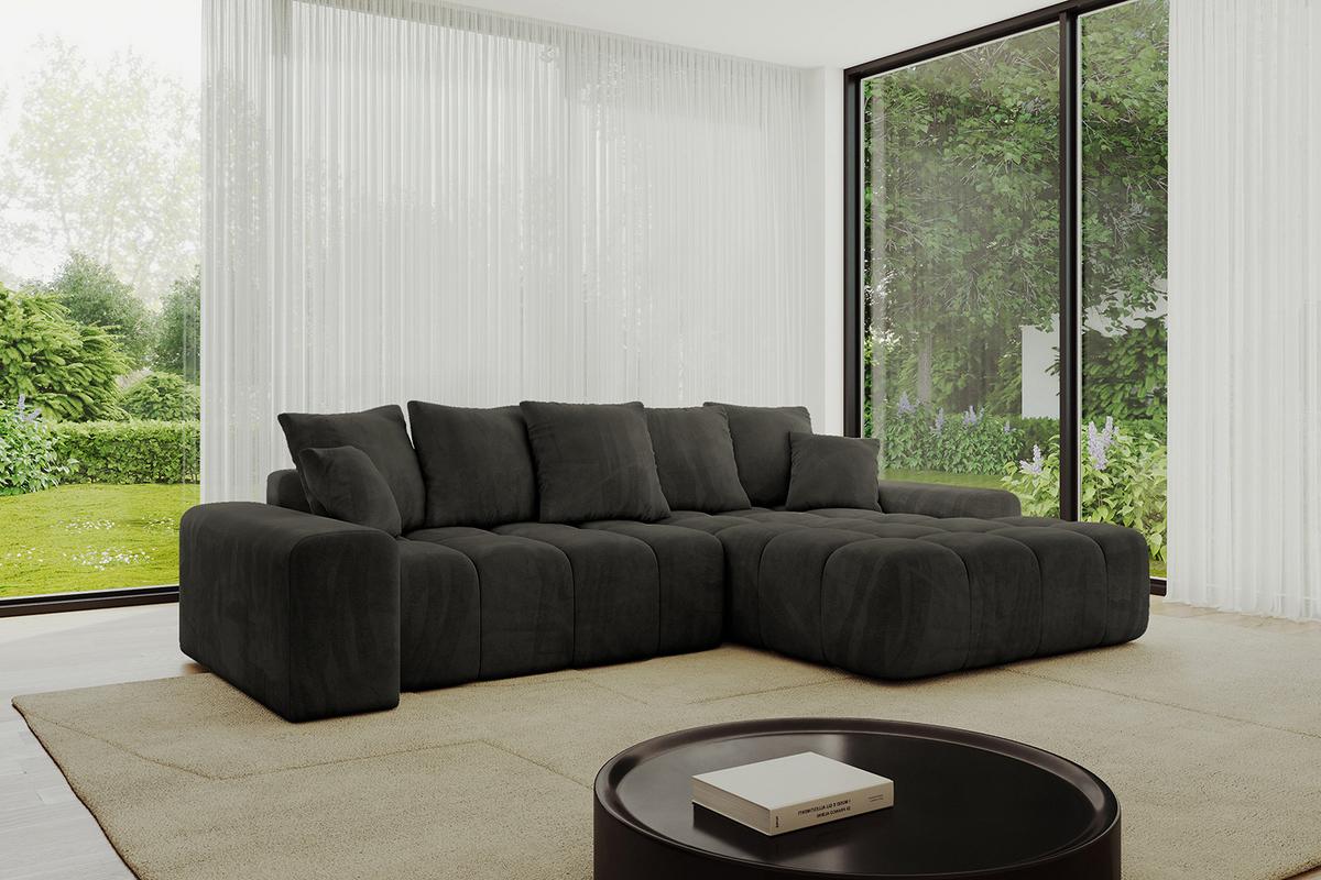 ECKSOFA Ottomane Rechts ENSI-L - 267x164x69 cm Schwarz - Schwarz, Holzwerkstoff/Kunststoff (164/267cm) - ALTDECOR