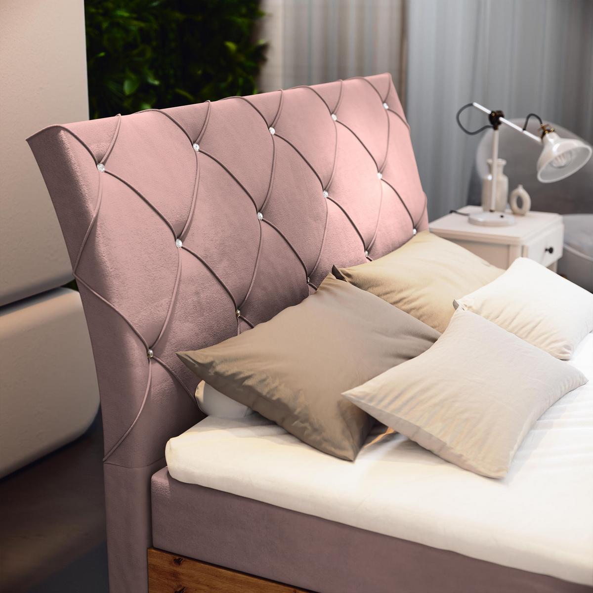 BOXBETT VELLANO 140x200 cm mit Matratze und Topper - Rosa - Rosa, Holz (140/200cm) - MASSENO