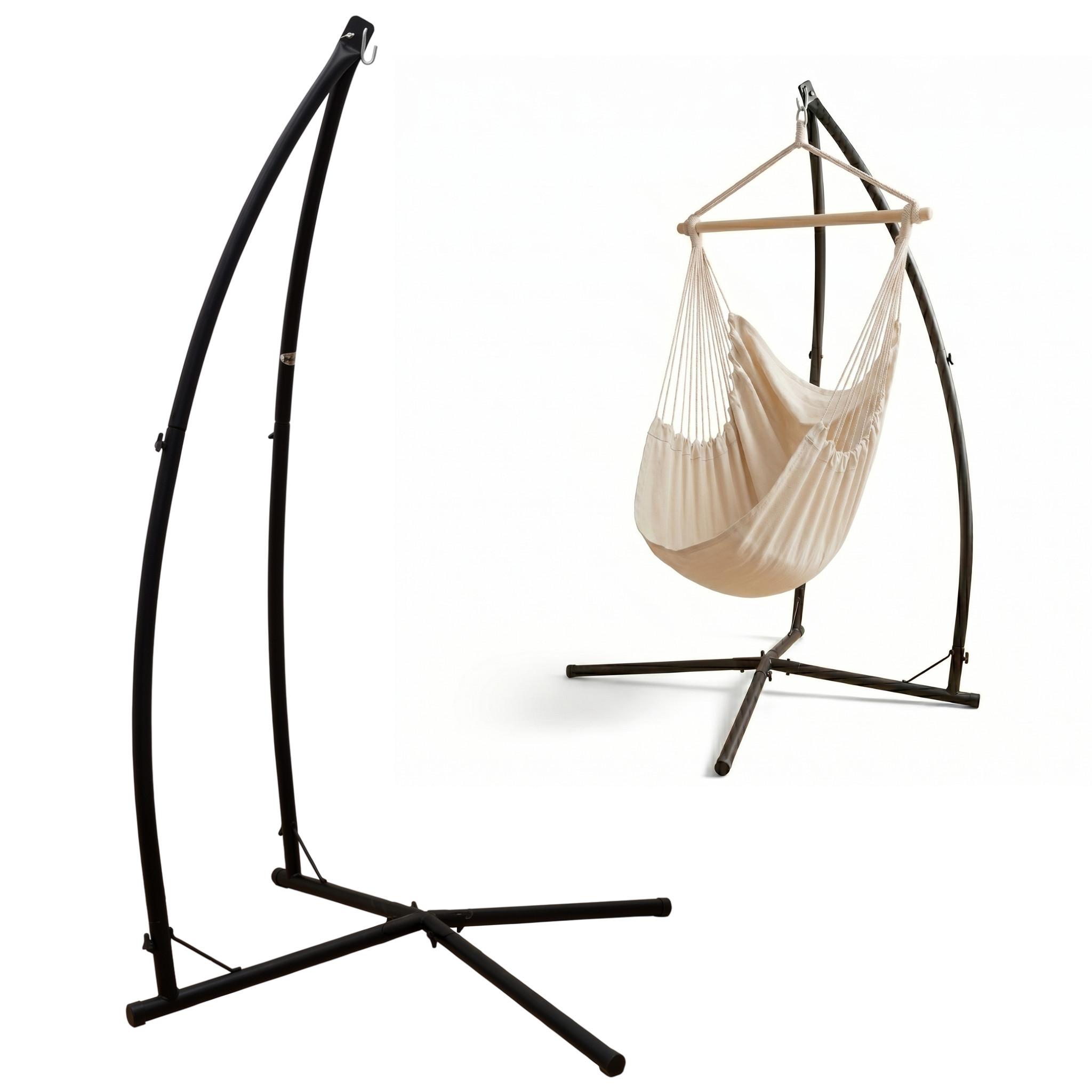HÄNGESESSELGESTELL bis 120kg, 215cm, Schwarz - Schwarz, Metall (110/110/215cm) - Amanka