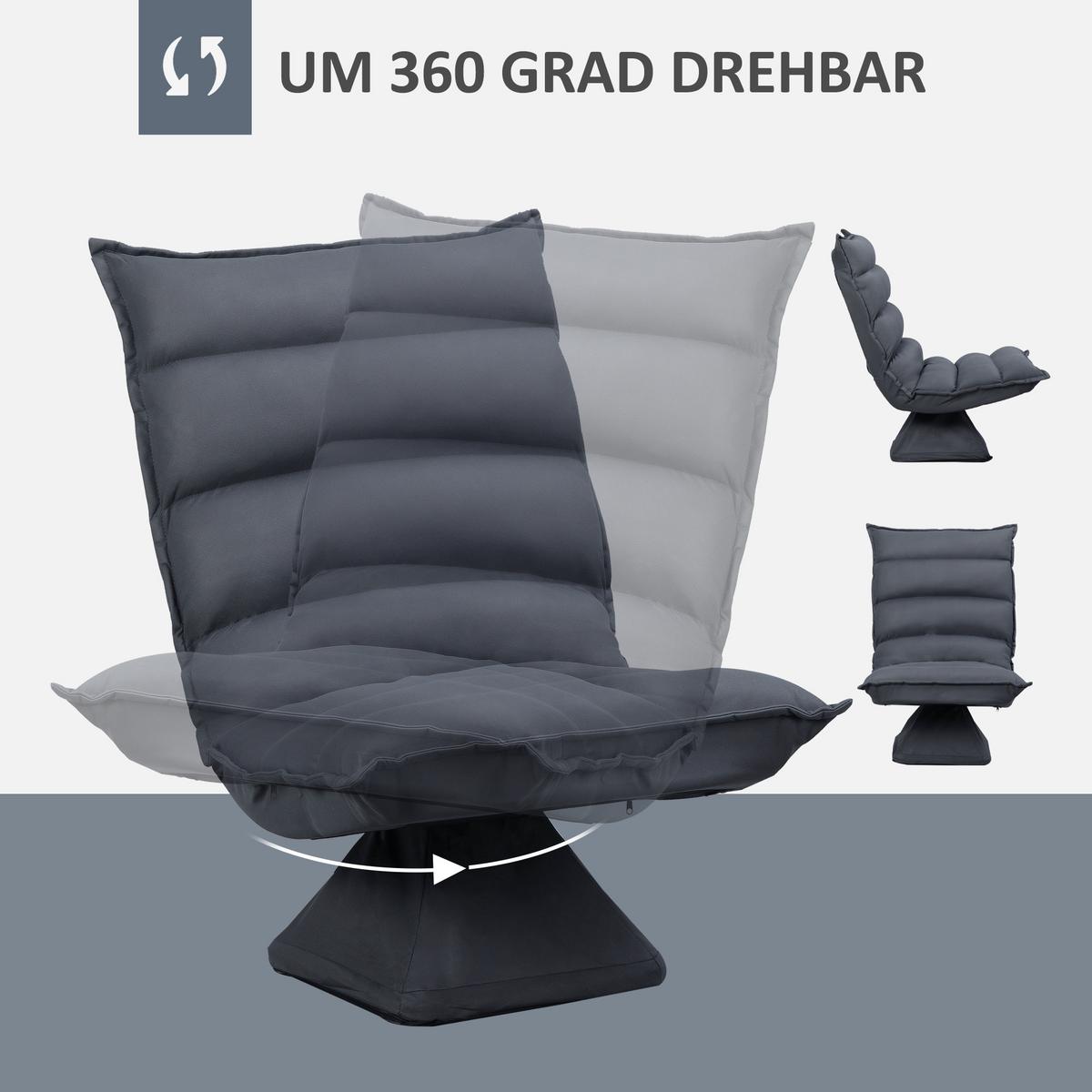 SESSEL mit 360° drehbarem Sockel Meditationsstuhl Dunkelgrau - Dunkelgrau, Metall (70/95/62cm) - HOMCOM