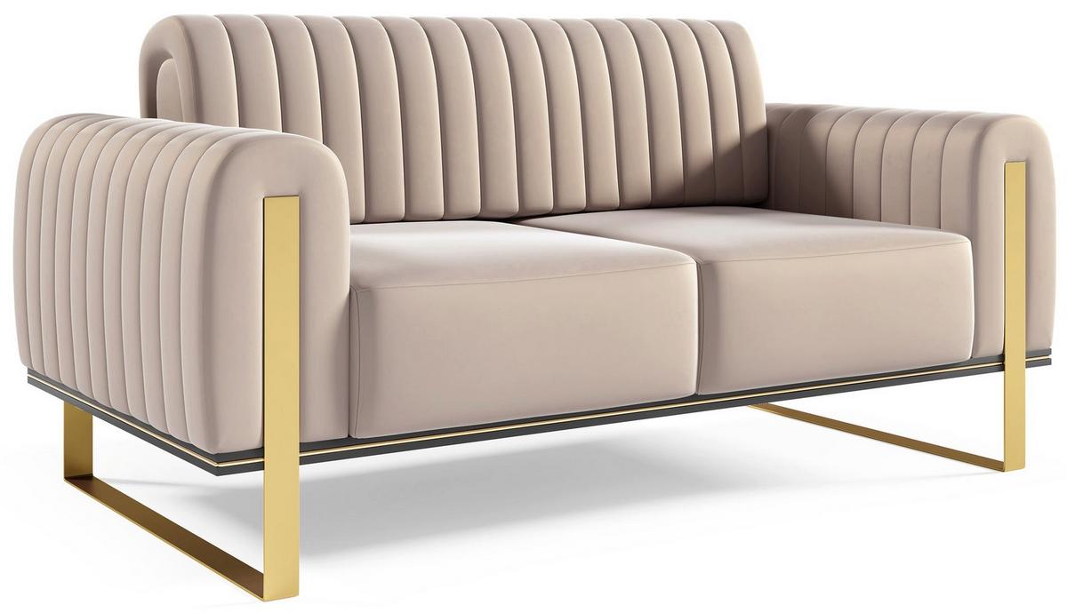 SOFA Parissa 164 cm - Ecru/Goldfarben, Textil/Metall (164/79/92cm) - Selsey