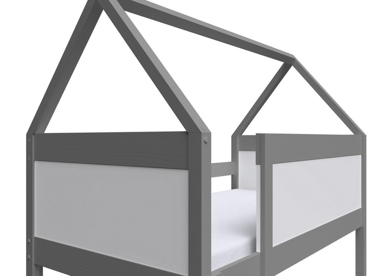 ETAGENBETT TAMI mit Bettkasten 80x160 cm Hellgrau - Hellgrau/Weiß, Holz (80/160cm) - MASSENO